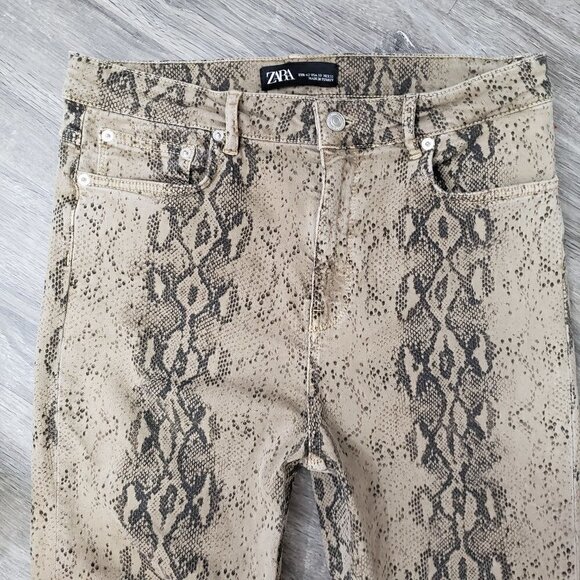 Zara * High Rise Python Print Skinny Jeans * Sz 10 - Picture 5 of 10